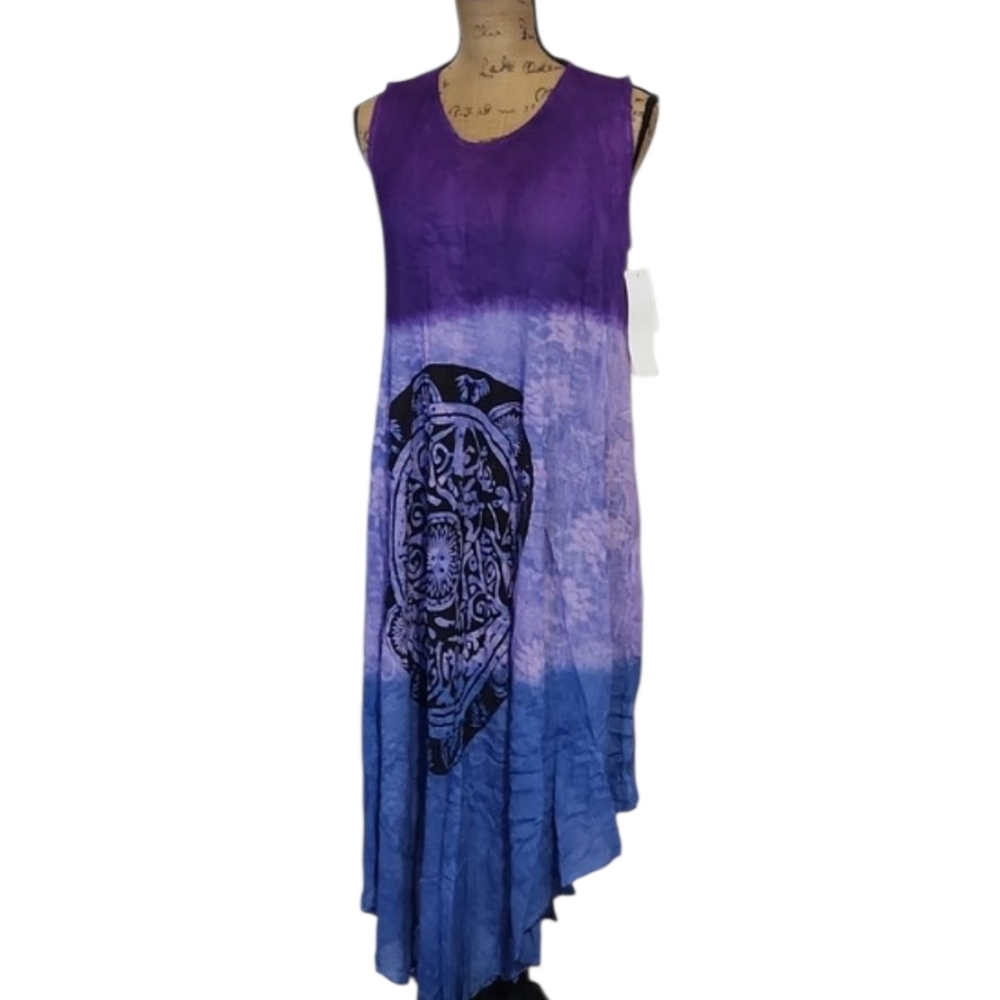 Ocean Breeze purple, Teal, lavender Dress 100% Rayon glittery Cover Up